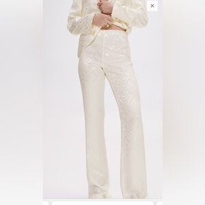 NEW MANGO MNG SIGNATURE COLLECTION WHITE JACQUARD SUIT PANTS SZ 10